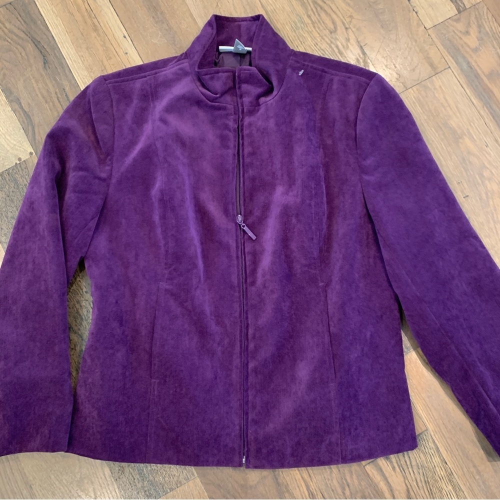 Dressbarn Womens Purple Zip Front Jacket Size Small